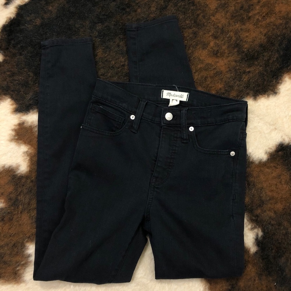 Madewell 9” Mid Rise Skinny Jeans Solid Black 25